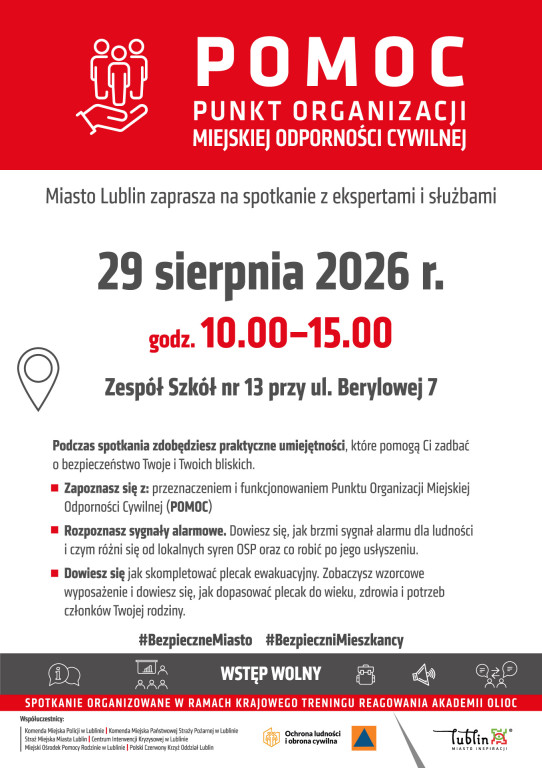 Read more about the article Pierwszy Punkt Organizacji Miejskiej Odporności Cywilnej (POMOC)  w Lubinie – otwarcie 29.VIII.