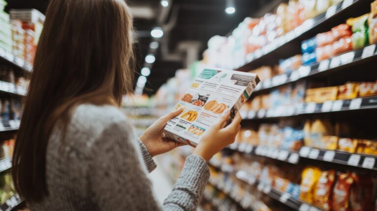 Kobieta z produktem spożywczym w rękach