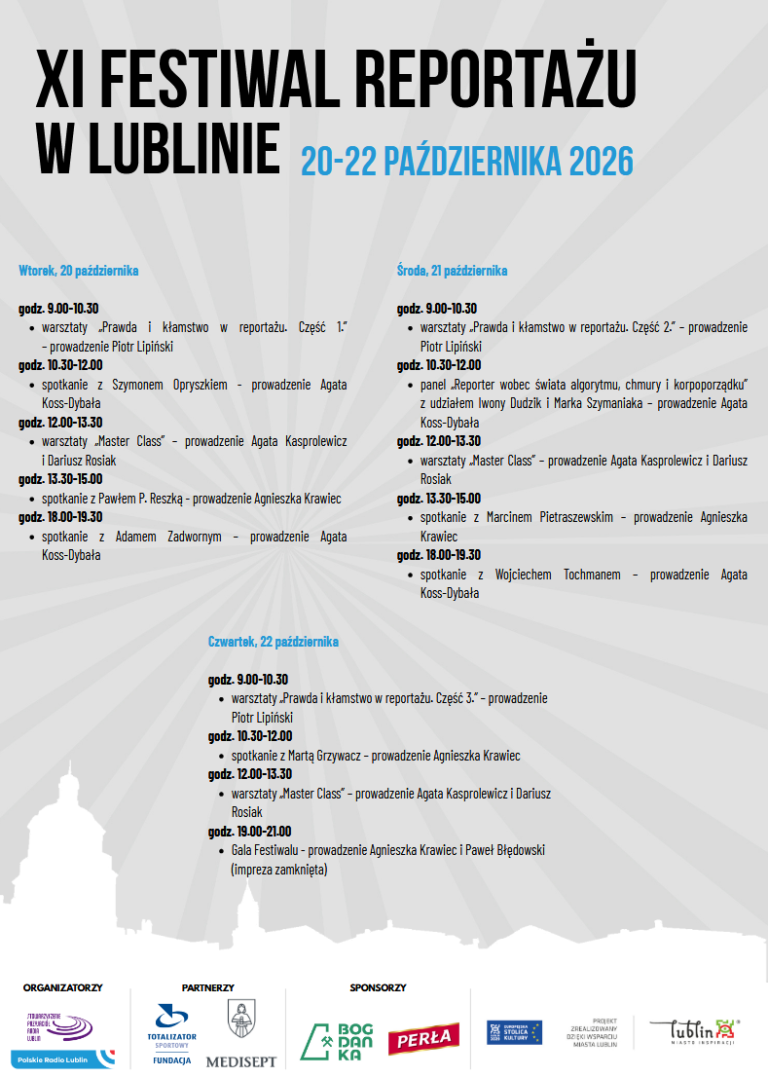 Read more about the article XI Festiwal Reportażu w Lublinie i Konkurs na Najlepszą Książkę Reporterską 2025 Roku –  20-22.X.
